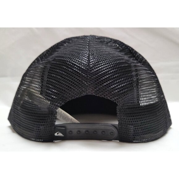 Quiksilver Black Gray Mesh Trucker Hat Abstract Print Adjustable Snapback OSFM - Picture 3 of 9